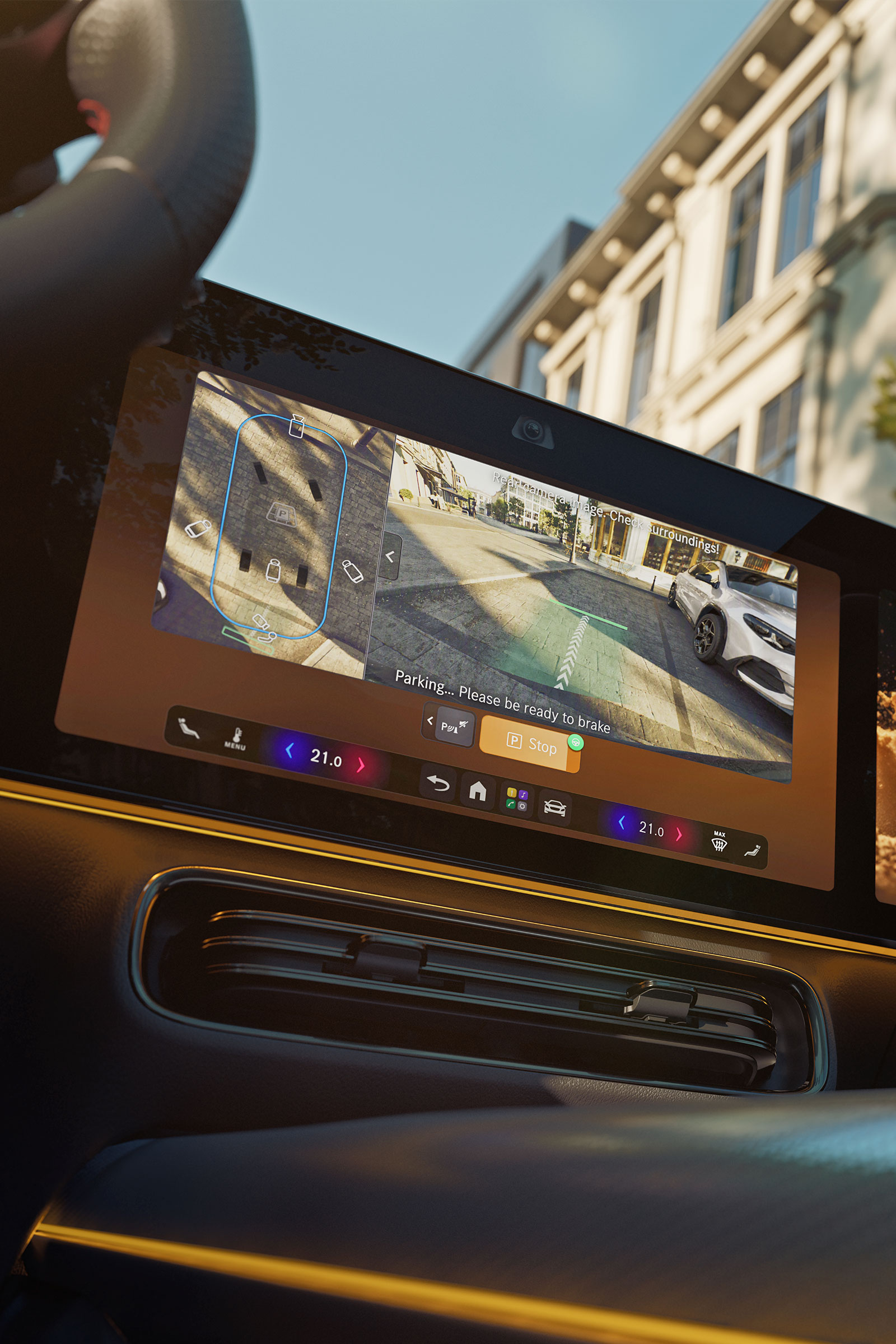 Der neue elektrische GLA | Mercedes-Benz Detailansicht des Fahrerassistenzsystems im elektrischen GLA.