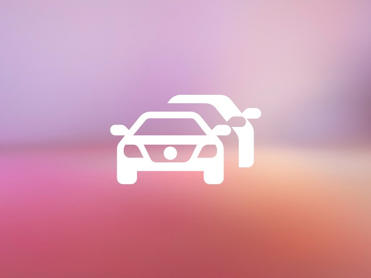Icon von zwei Autos vor bunten HIntergrund.
