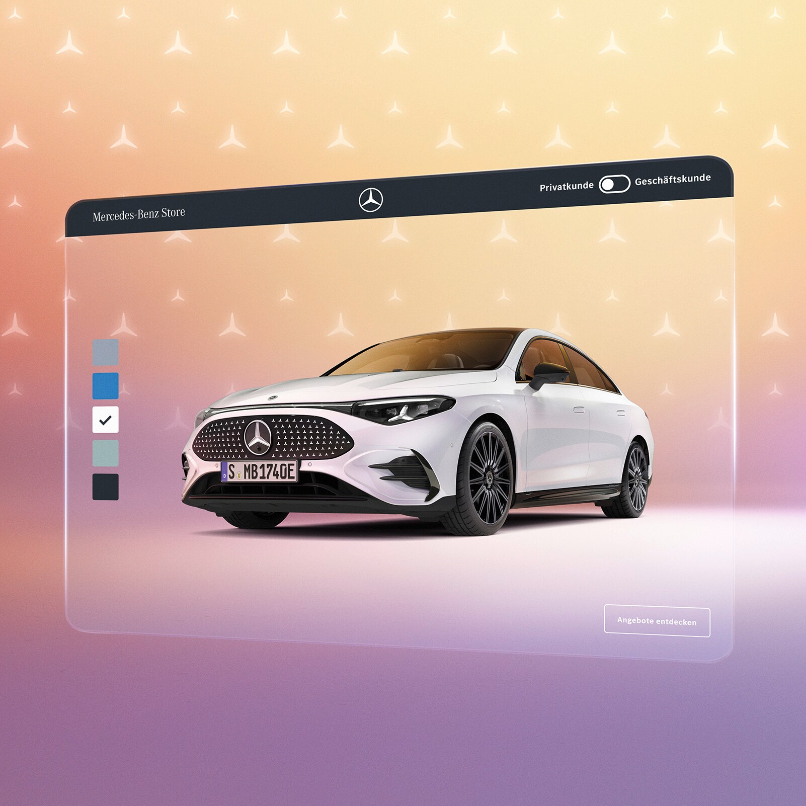 Ein Fahrzeug von Mercedes-Benz ist in einem grafischen Karton.