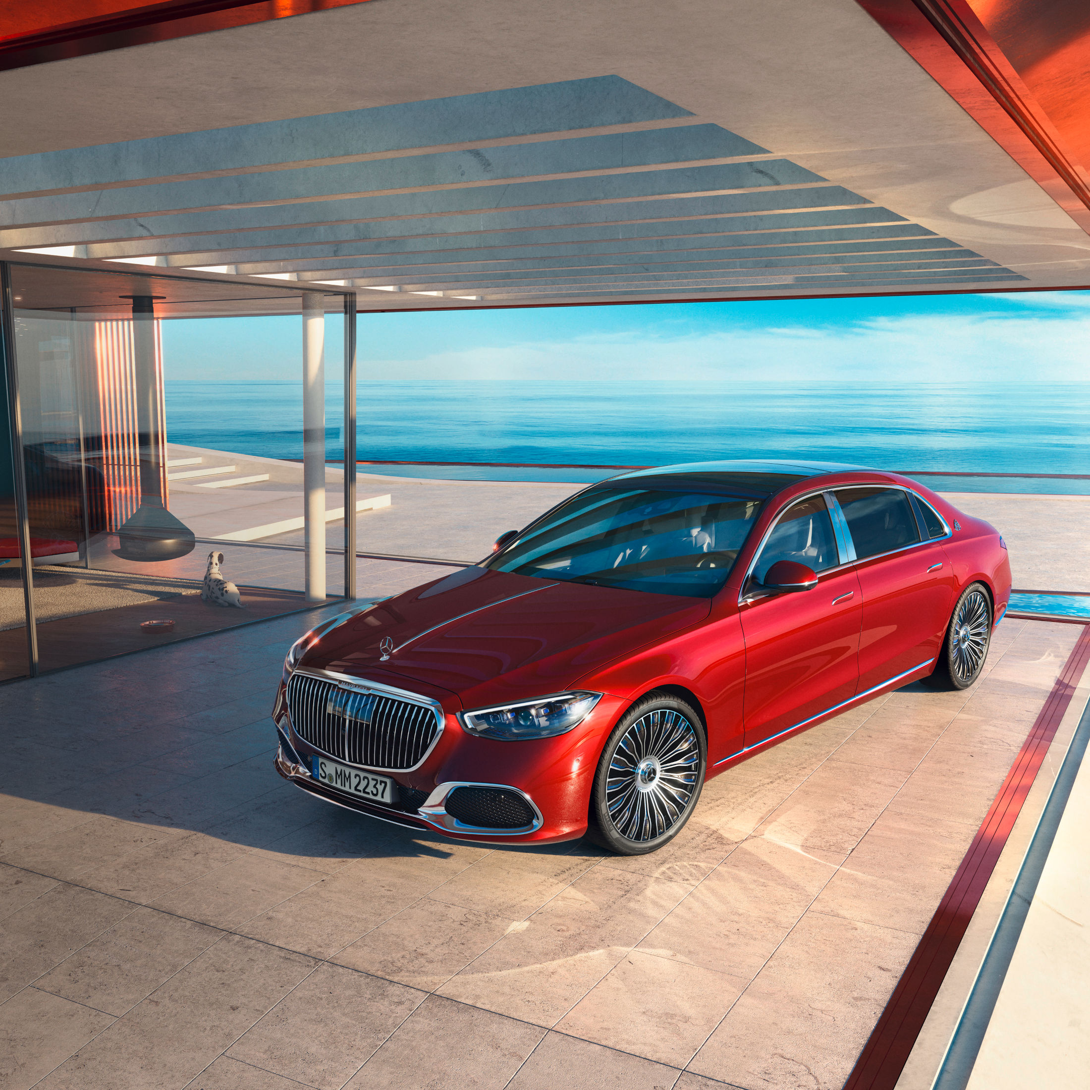 Motorhaube mit der mittigen Chromzierleiste in der Mercedes-Maybach S-Klasse