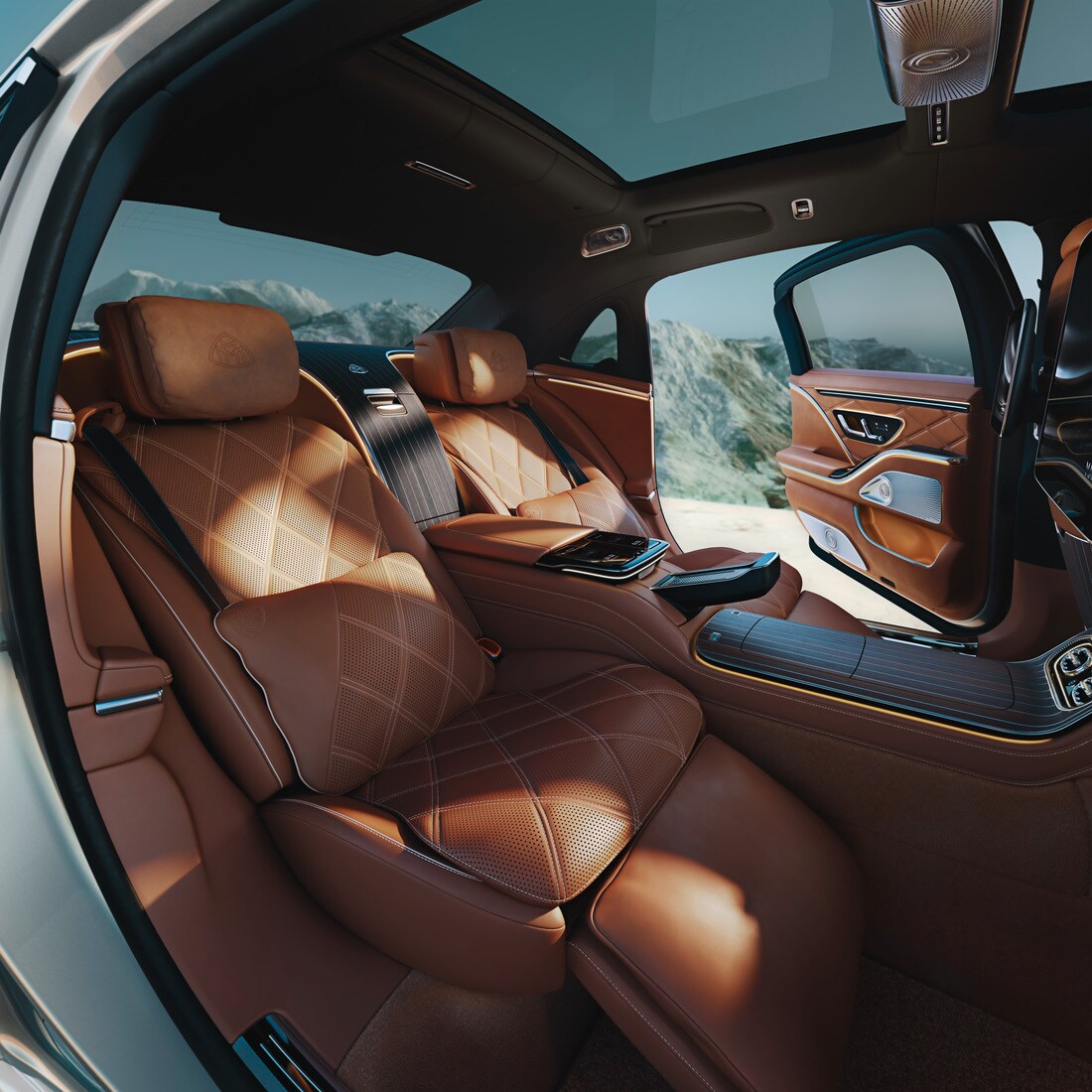 Die Mercedes-Benz Maybach S-Klasse Hinteresitze Executive Sitze.