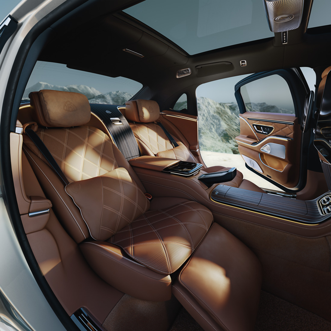 Die Mercedes-Benz Maybach S-Klasse Hinteresitze Executive Sitze.