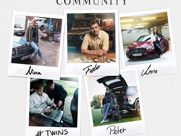 Unterschiedliche Polaroidfotos von mehreren Personen der Mercedes-Benz Kundencenter Community.