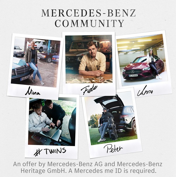 Aktuelles zum Kundencenter | Mercedes-Benz. Unterschiedliche Polaroidfotos von mehreren Personen der Mercedes-Benz Kundencenter Community.
