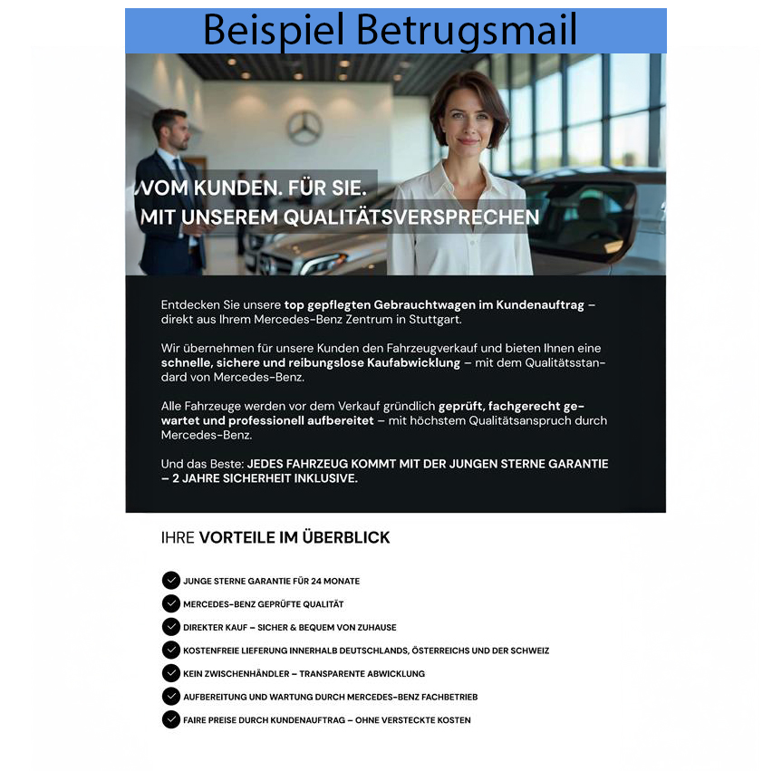 Warnung vor Betrugsmasche | Mercedes-Benz Warnung vor Betrugsmasche | Mercedes-Benz