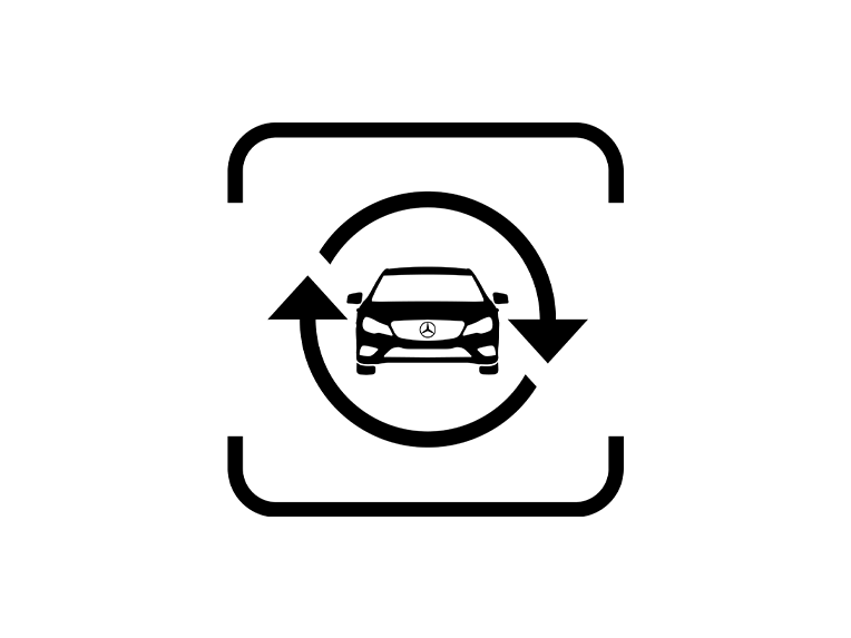 Icon eines Autos mit Pfeilen.