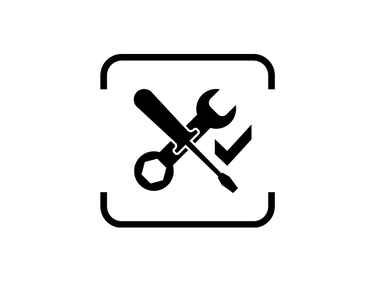 Icon von einem Schraubschlüssel und einem Schraubenzieher.