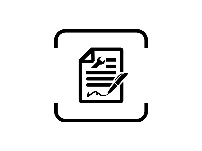 Icon eines Dokuments mit Unterschrift.
