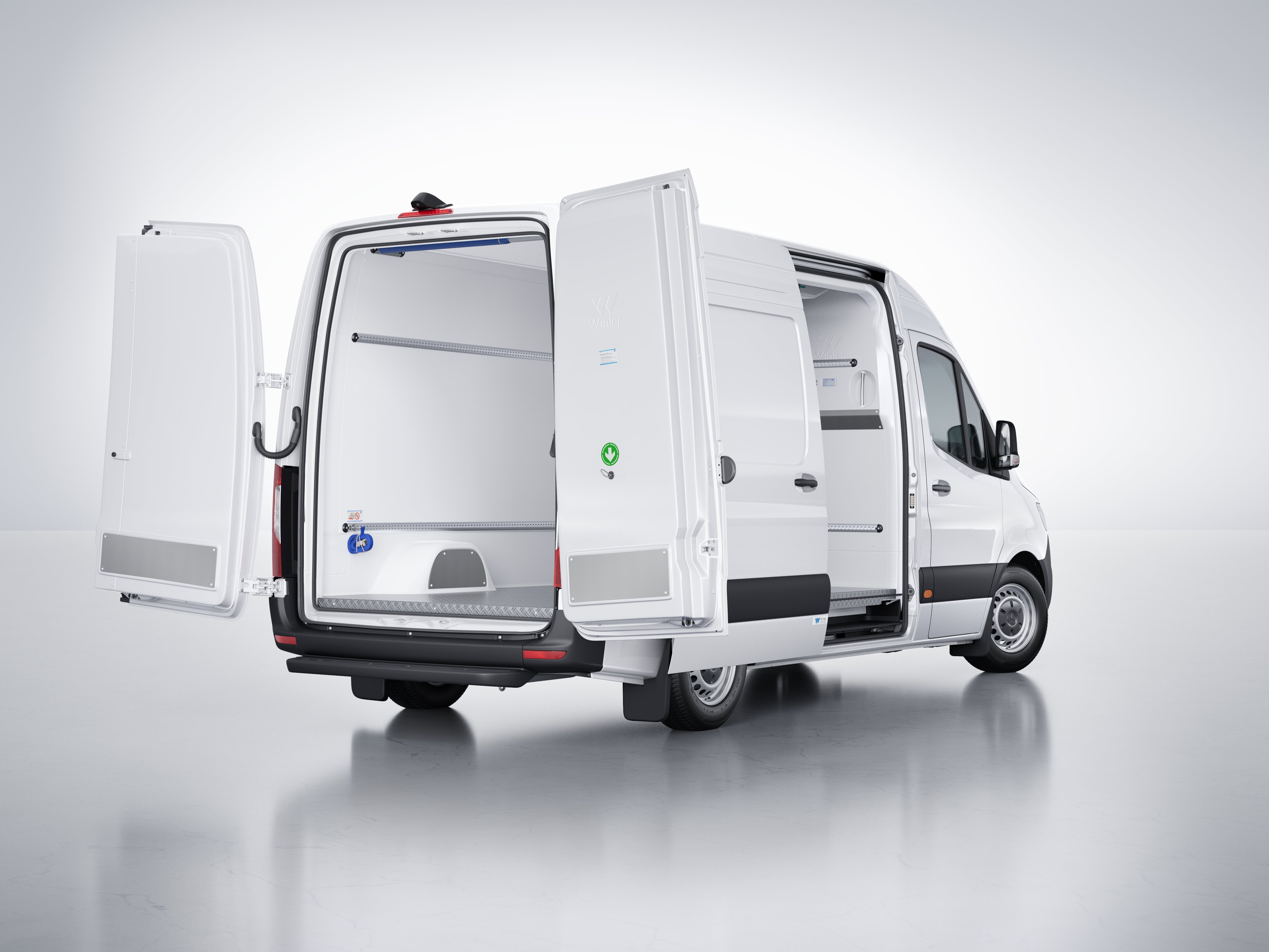 Ein offener Sprinter mit Kühlausbau von Winter.