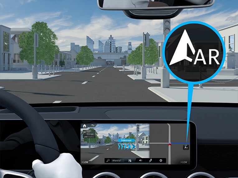 Die MBUX Augmented Reality für Navigation Ihres Mercedes-Benz.