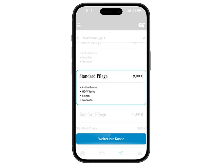Schritt 2 zum digitalen Bezahlen mit Car Wash in Ihrer Mercedes-Benz App.
