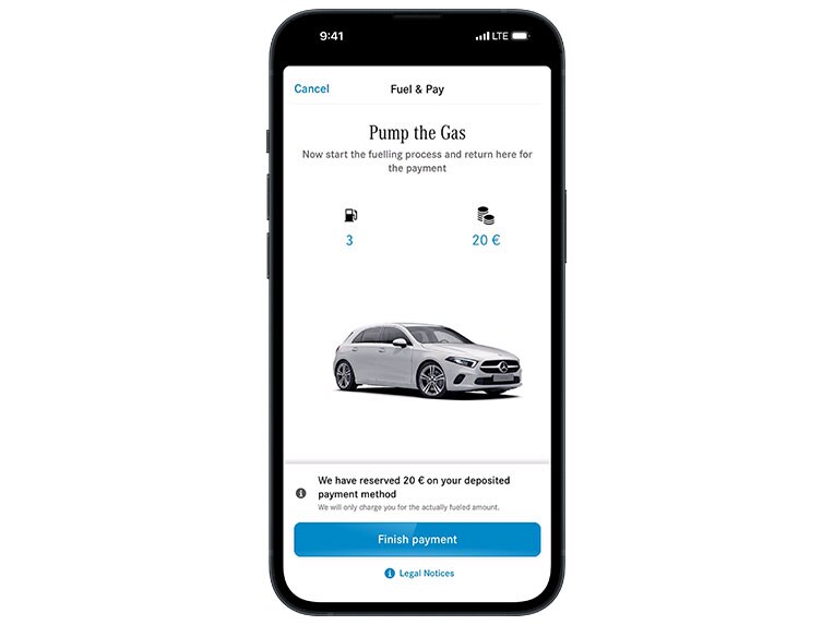 Schritt 3 zum digitalen Bezahlen mit Fuel & Pay in Ihrer Mercedes-Benz App.