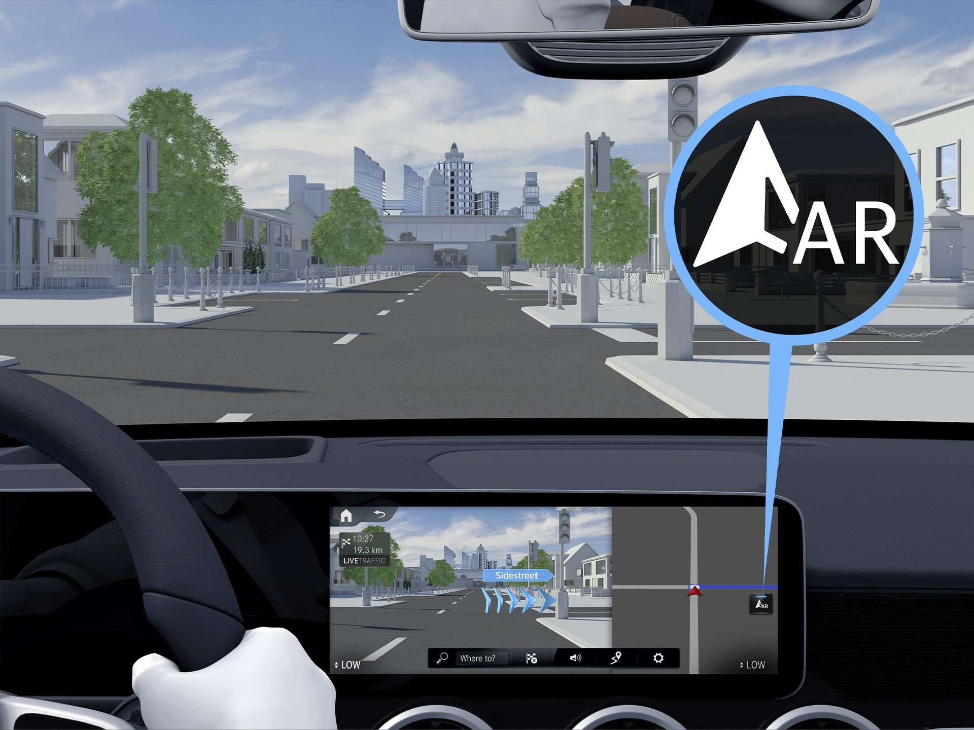 Navigation | Digitale Extras | Mercedes-Benz Die MBUX Augmented Reality für Navigation von Ihrem Mercedes-Benz.