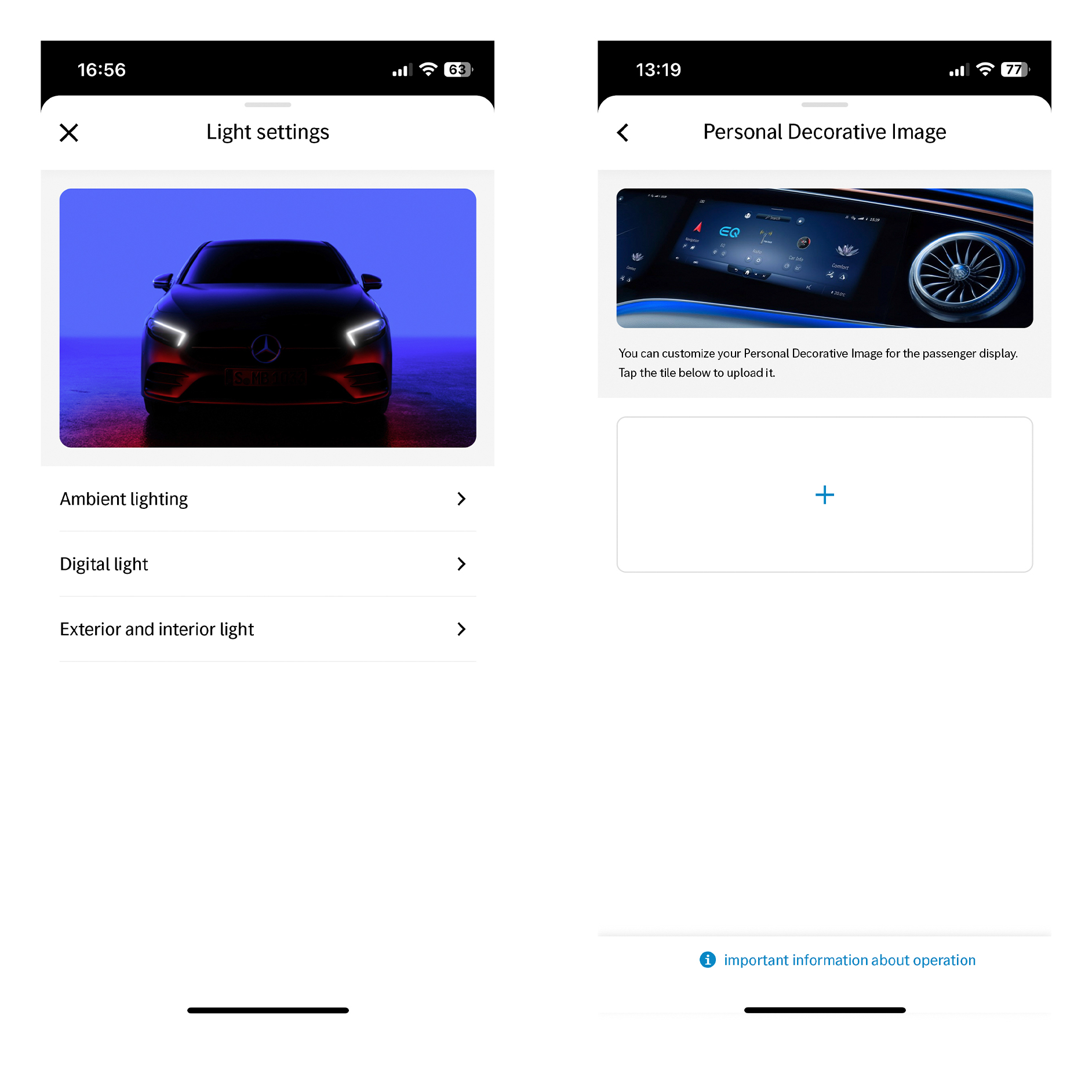 Personalisierung | Remote | Mercedes-Benz. Das Display des MBUX Multimediasystems zeigt das Digitale Extra Personalisierung an.