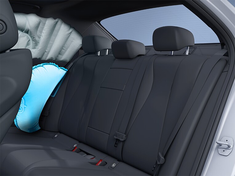 Eine Veranschaulichung der Seitenairbags im Fond.
