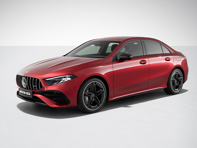 Das Exterieur der A-Klasse Limousine von Mercedes-Benz mit Night-Paket.