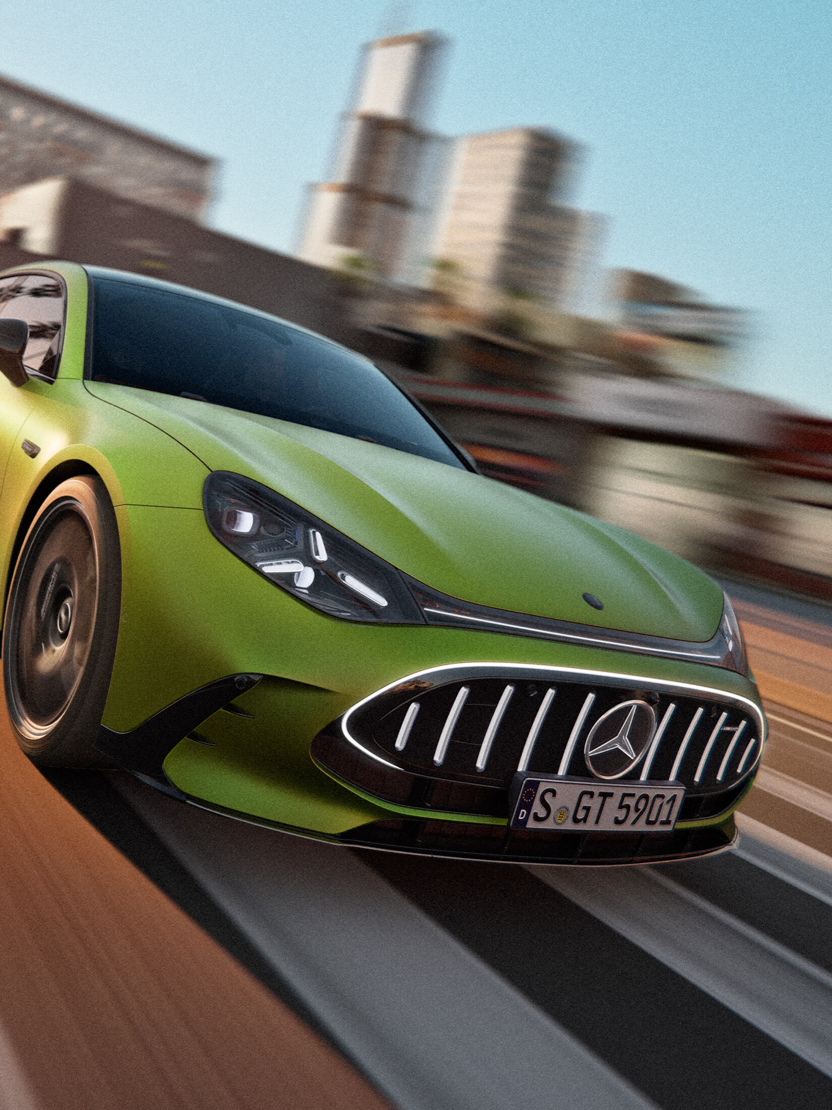 Das neue Mercedes-AMG GT 4 Türer Coupé von vorn.