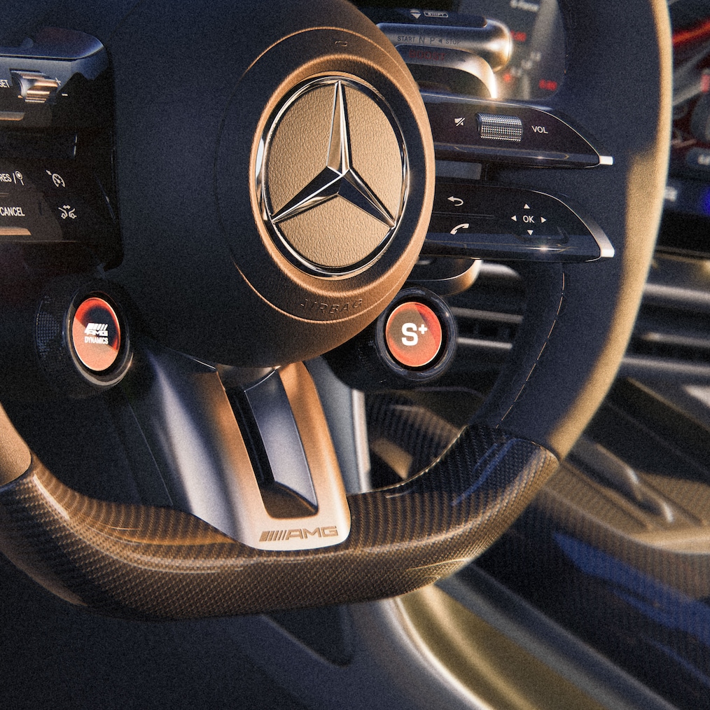 Das Fahrprogramm AMGFORCE Sports+ des GT 4-Türer Coupés von Mercedes-AMG.