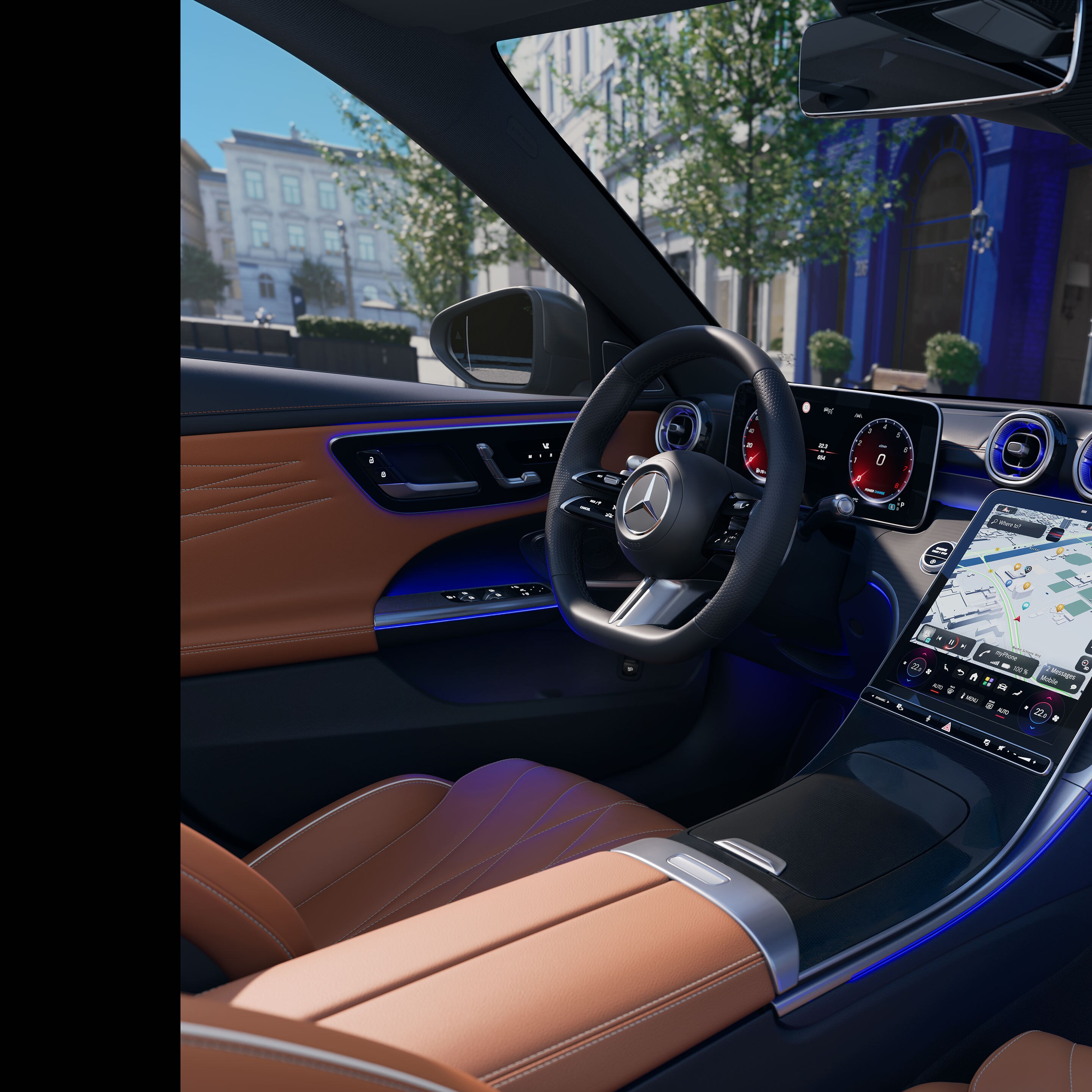 Das Interieur der neuen C-Klasse Limousine von Mercedes-Benz.