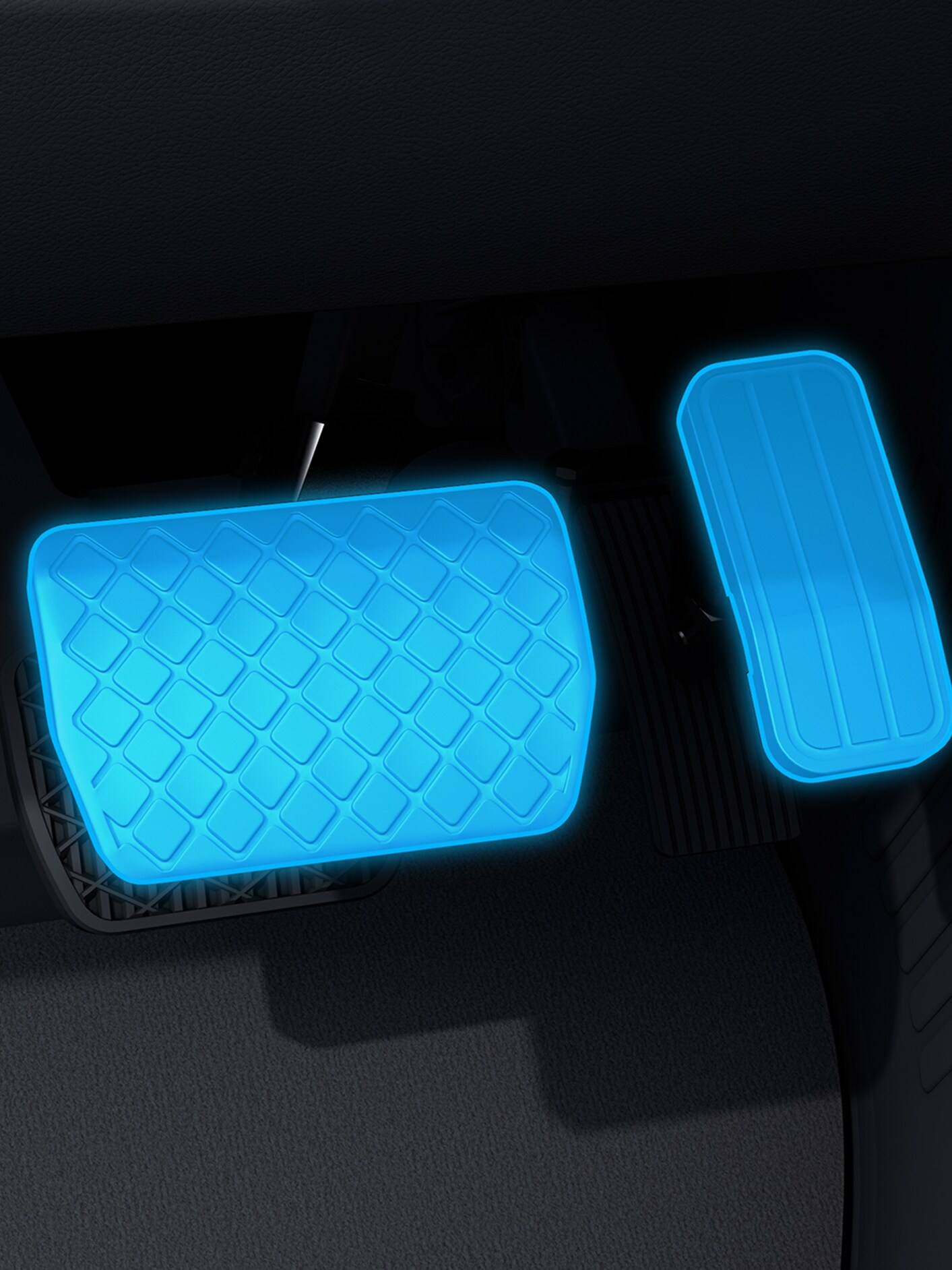 Eine Detailaufnahme der Pedalerhöhung in Verbindung mit einem behindertengerechten Auto.