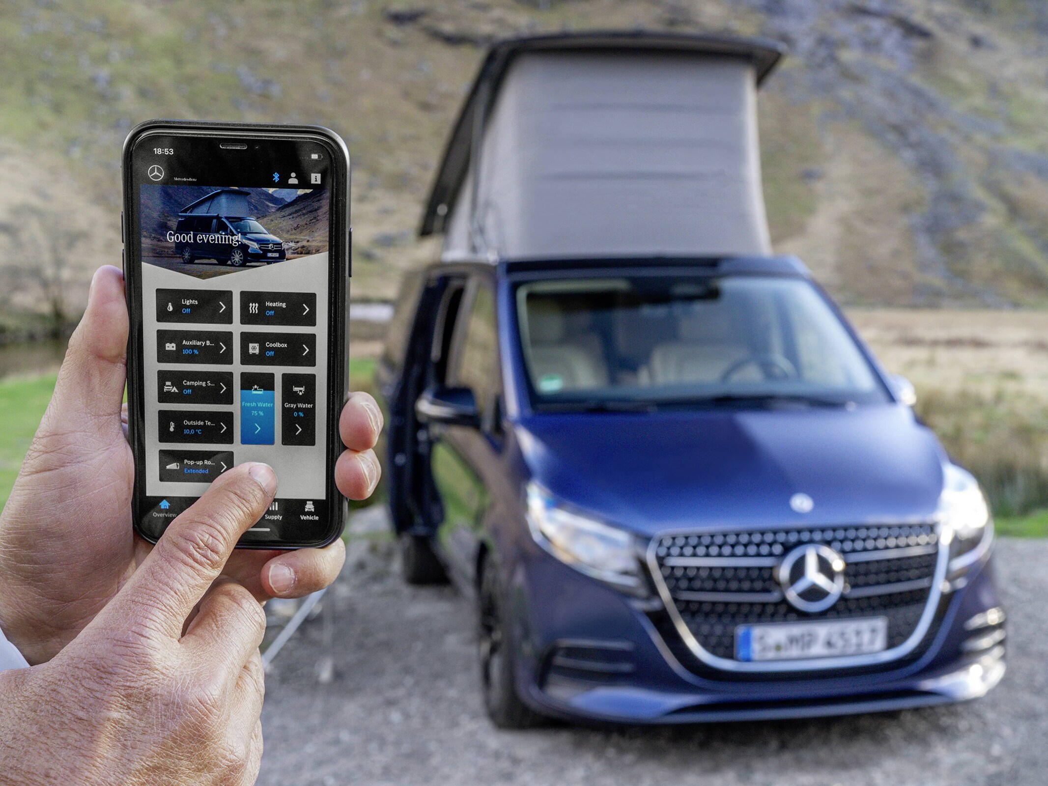 Mit Mercedes-Benz Advanced Control (MBAC) können Sie wichtige Funktionen Ihres Wohnmobils per Smartphone fernsteuern.
