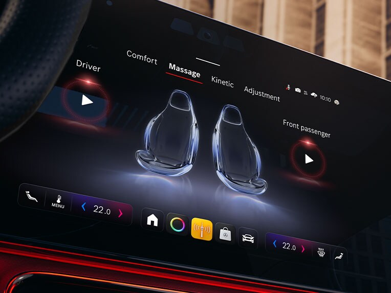 Das Digitale Extra: Massagefunktion vorne im brandneuen CLA von Mercedes-Benz.