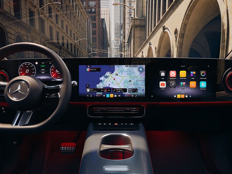 MBUX mit neuer intuitiver Benutzeroberfläche und UNITY 3D-Engine im völlig neuen CLA von Mercedes-Benz.