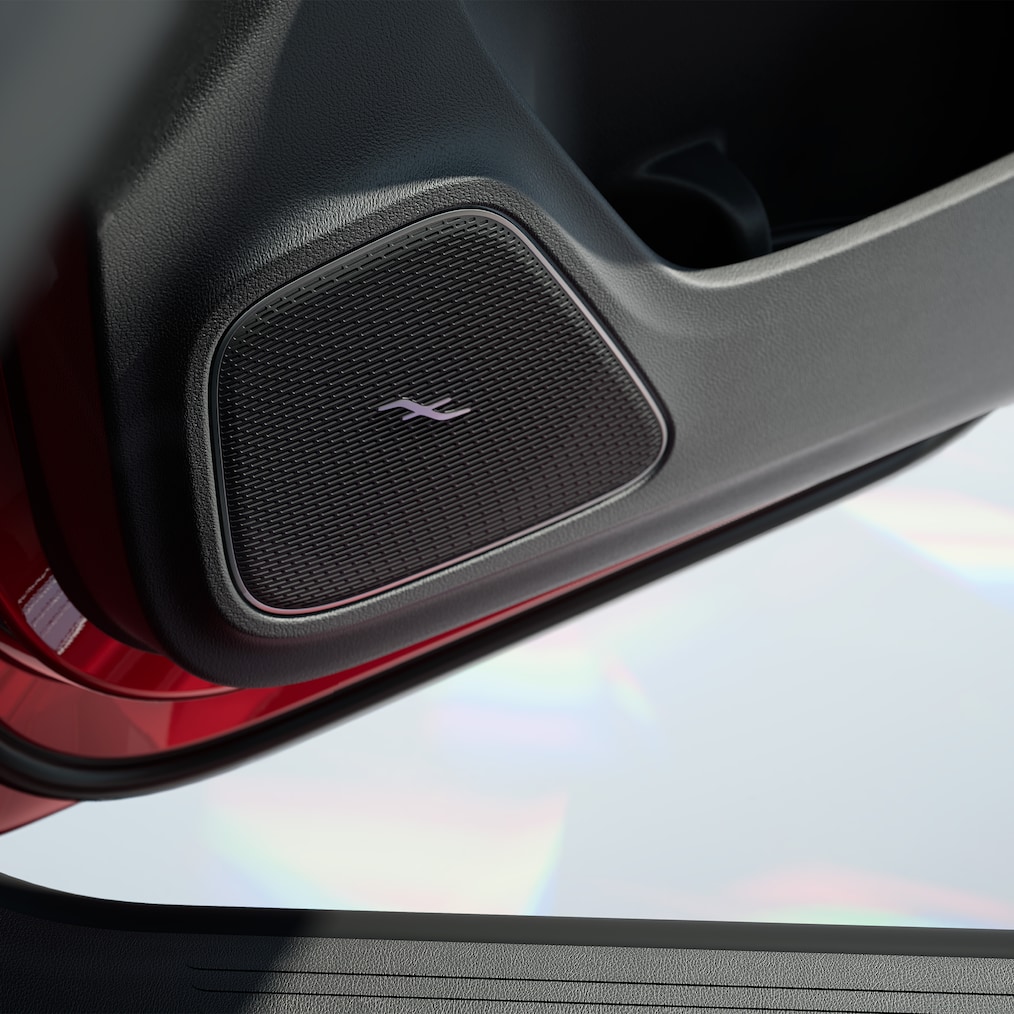 Nahaufnahme eines Lautsprechers des Burmester® Surround-Soundsystems.