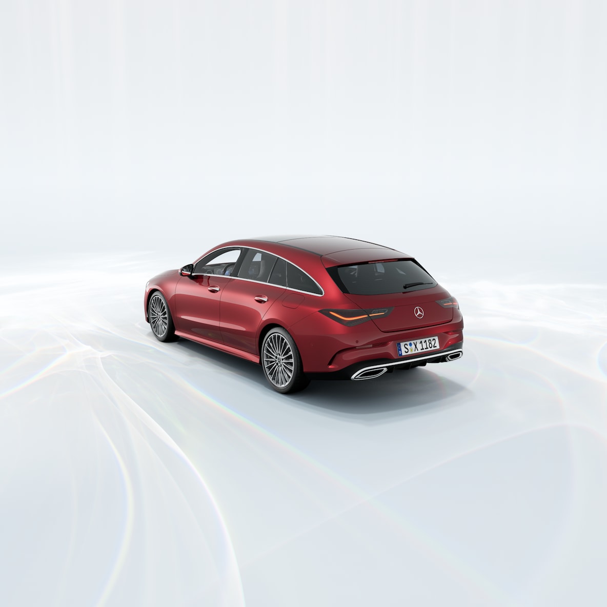 Hintere Seitenansicht eines Mercedes-Benz CLA Shooting Brake.