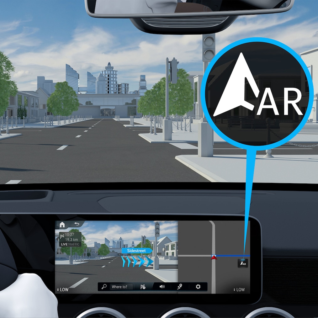 So funktioniert das Digitale Extra MBUX Augmented Reality für Navigation im Mercedes-Benz CLA Shooting Brake.