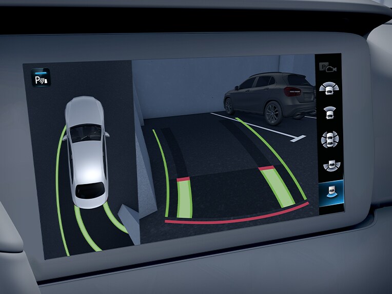 Der aktive Park-Assistent mit 360° Kamera im Mercedes-Benz CLS.
