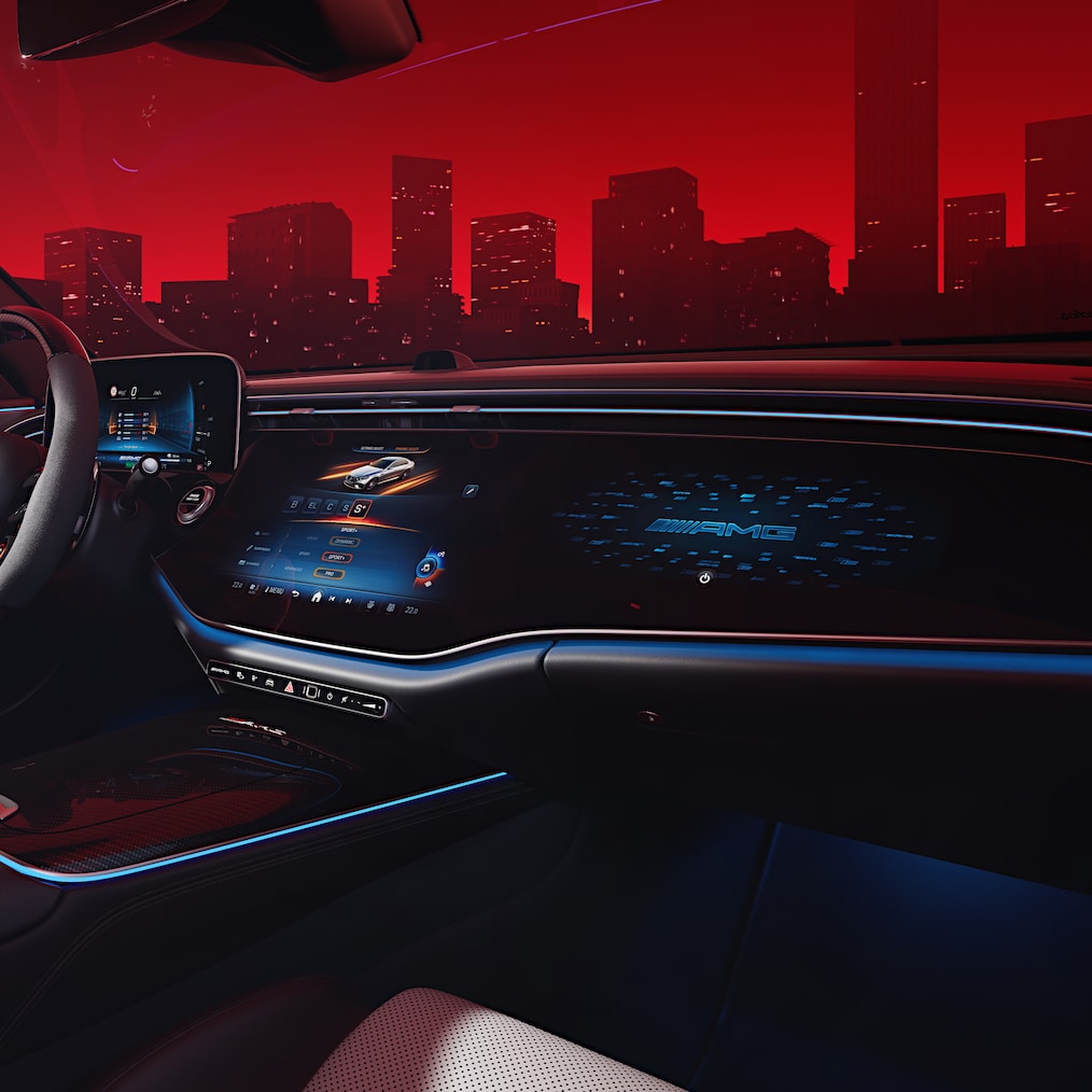 MBUX Superscreen im Mercedes-AMG E-Klasse T-Modell.