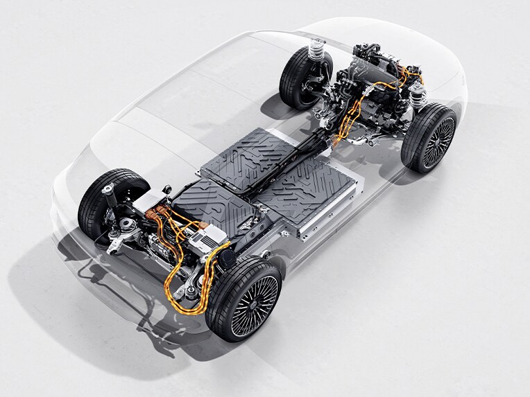 Der 4MATIC Allradantrieb im EQA von Mercedes-Benz.