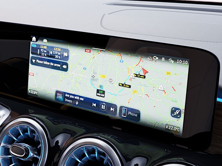 Navigation mit Electric Intelligence im EQB von Mercedes-Benz.