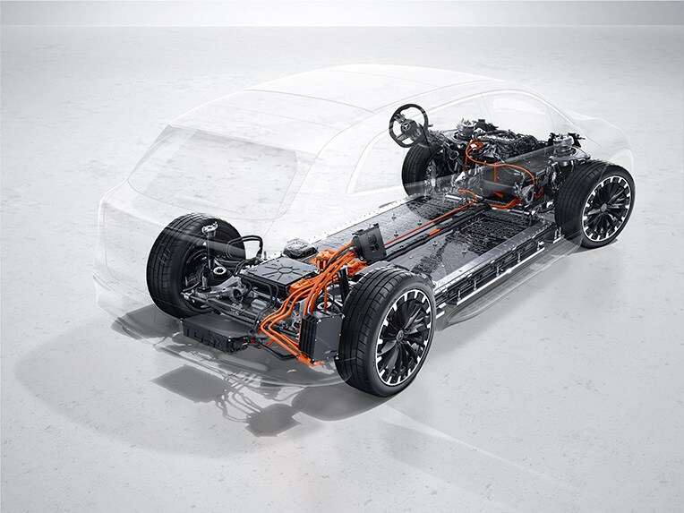 Ein Technikmotiv des EQS SUV von Mercedes-Benz.
