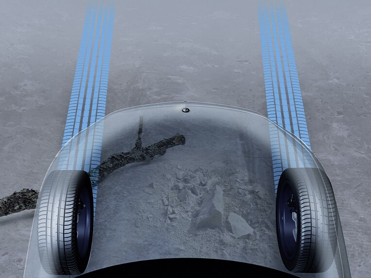 Die transparente Motorhaube für den EQS SUV von Mercedes-Benz.
