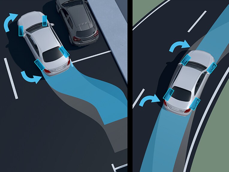Die Hinterachslenkung des EQS von Mercedes-Benz.