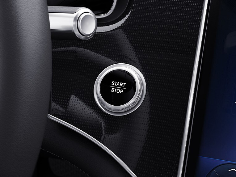 Eine grafische Darstellung des KEYLESS-GO Komfort-Pakets Plus in der EQS Limousine von Mercedes-Benz.