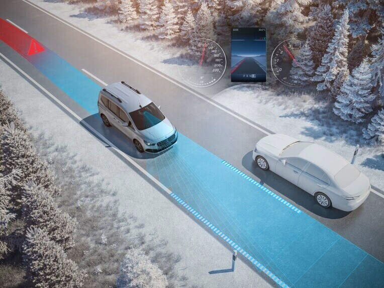 Der Aktive Spurhalte-Assistent des Mercedes-Benz EQT.