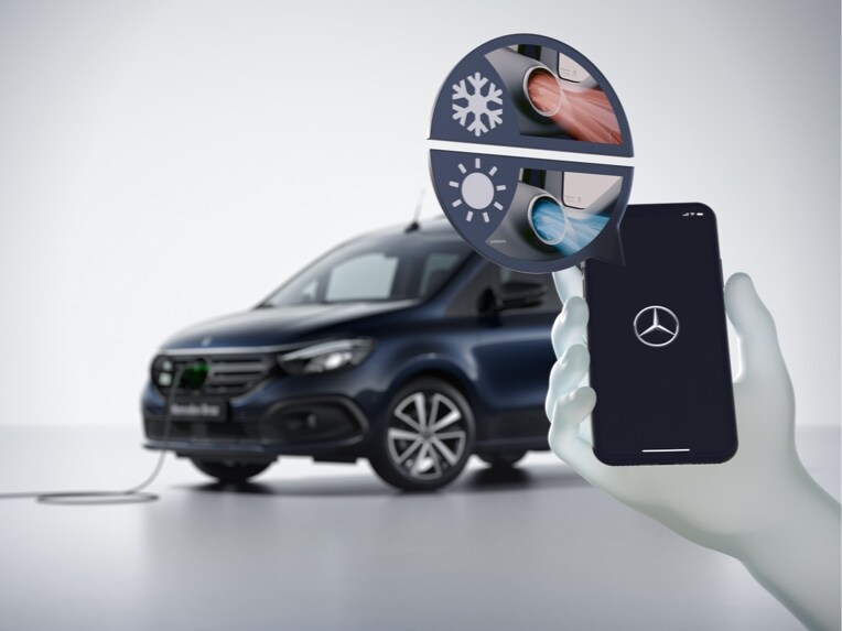 Die Bedienung der Vorklimatisierung beim Mercedes-Benz EQT.