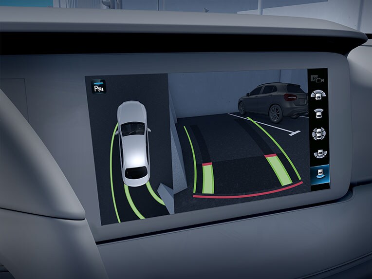 Eine Darstellung der Park-Systeme des GLB von Mercedes-Benz.