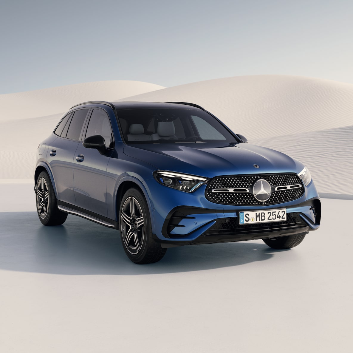 Frontale Seitenansicht des Mercedes-Benz GLC.