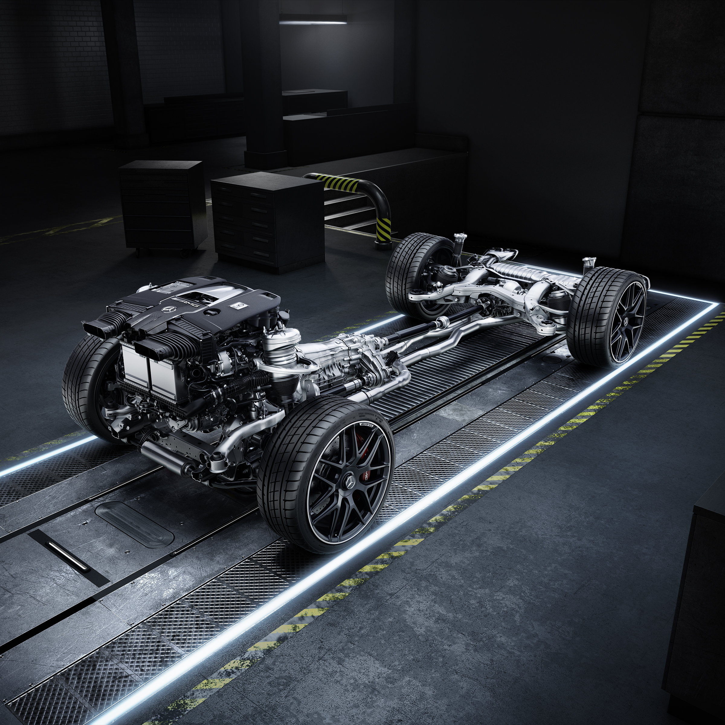 Eine weitere dynamische Ansicht eines Mercedes-AMG GLE SUV (Fahraufnahme).