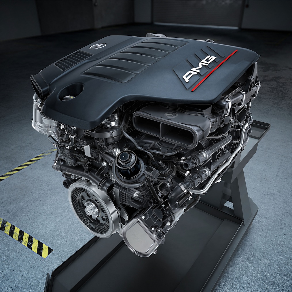 Der AMG Motor des GLE 53 4MATIC+ von Mercedes-AMG.
