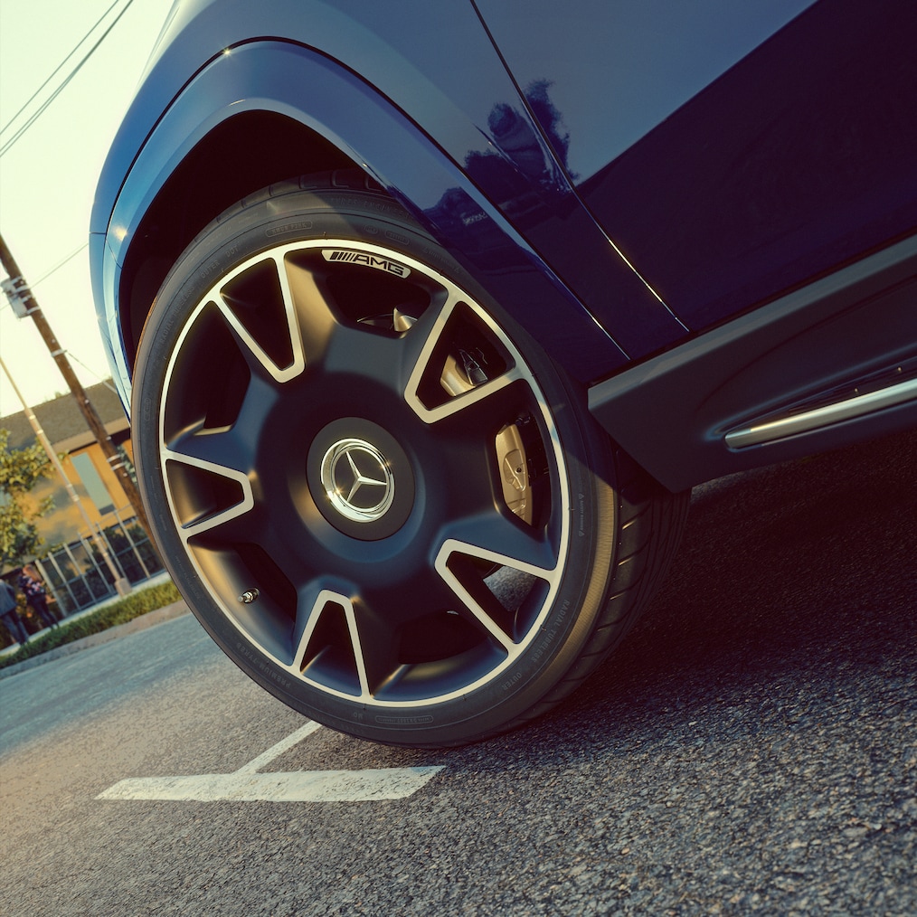 Detailansicht der modernen Performance-Räder des neuen Mercedes-AMG GLS 63.