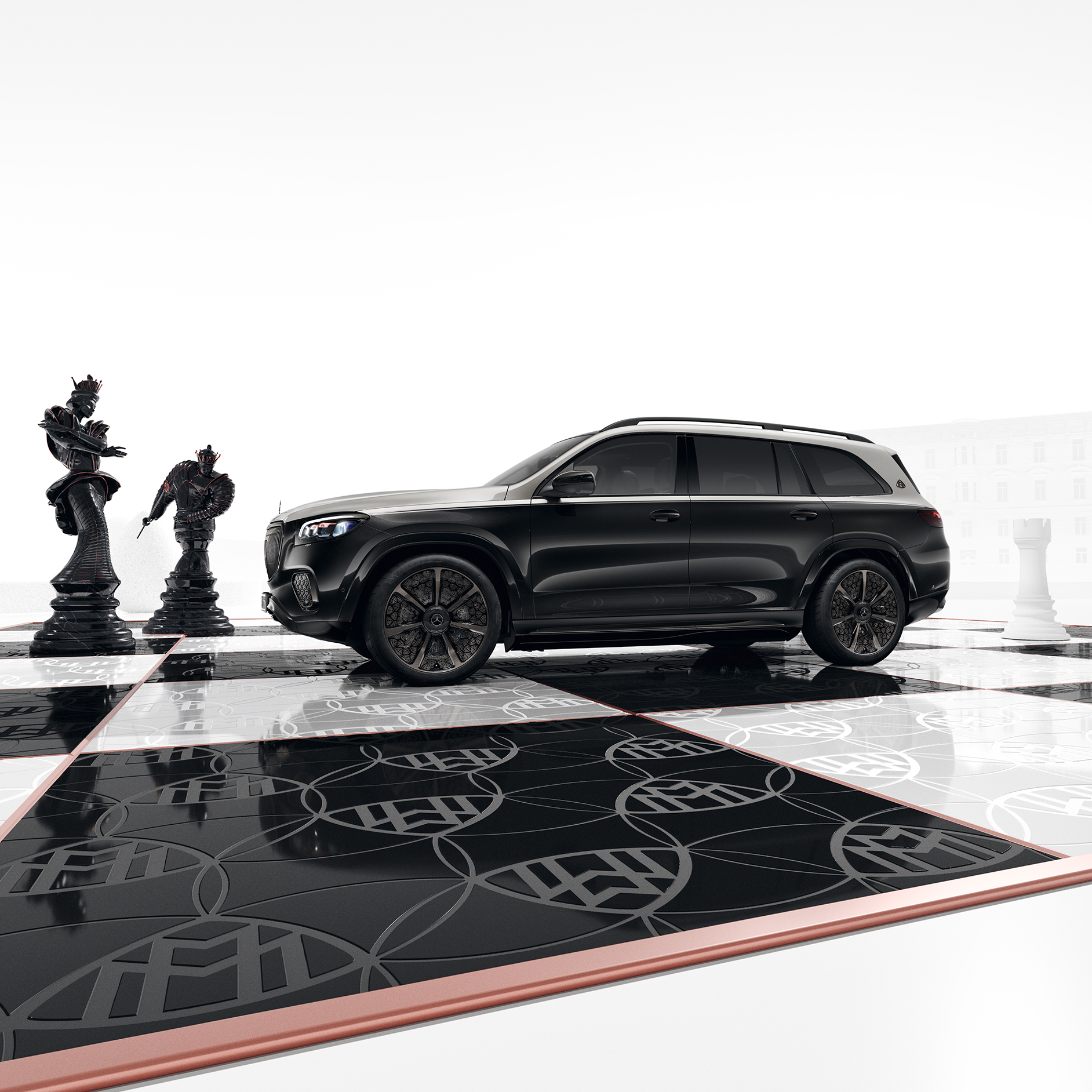 Mercedes-Maybach auf einem Schachfeld Mercedes-Maybach auf einem Schachfeld