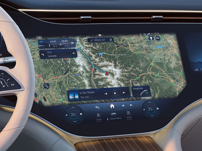 Eine Illustration der Ladestationsanzeige des Mercedes-Maybach EQS SUV.