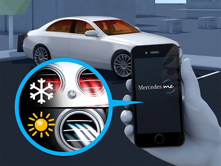 Eine Visualisierung der Vorklimatisierung des Mercedes-Maybach EQS SUV.