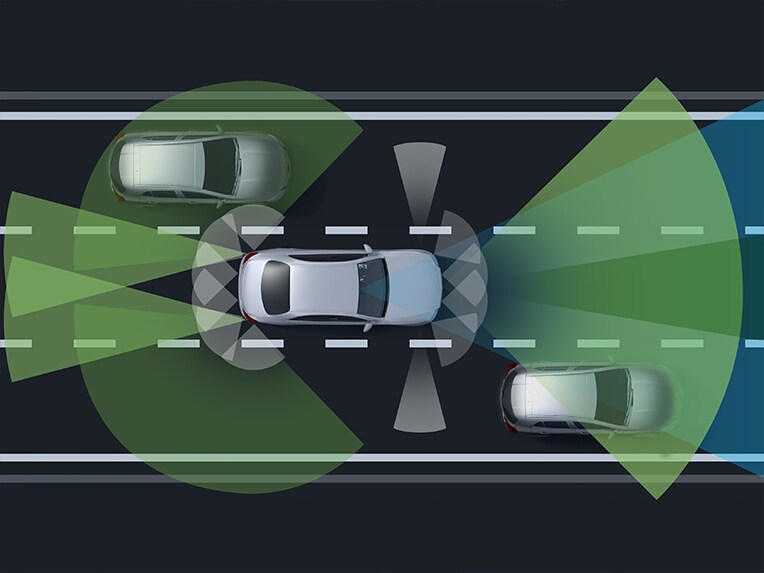Fahrassistenz-Paket Plus auf dem Fahrerdisplay des Mercedes-Maybach EQS SUV.