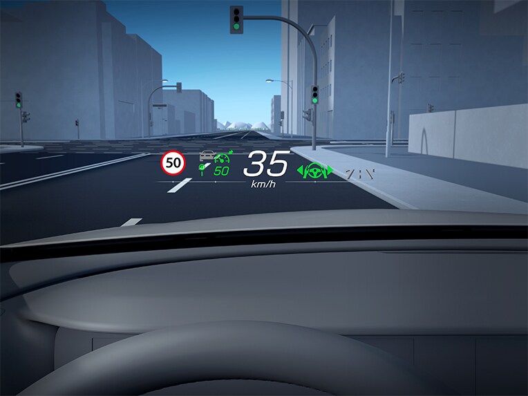 Eine Illustration der Funktionsweise des Head-up-Display im Mercedes-Maybach SL 680.